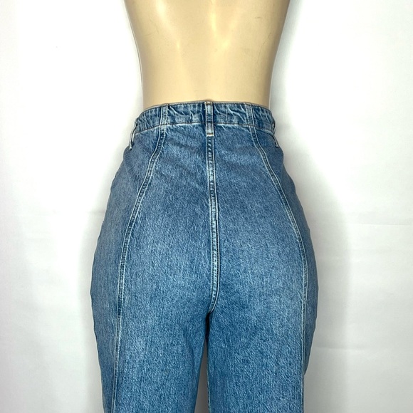 FREE PEOPLE STONEWASHED HIGH RISE WIDE LEG DENIM JEAN SZ 31 - Picture 2 of 4